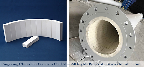 chemshun wear resistant ceramic tile lined steel pipe 